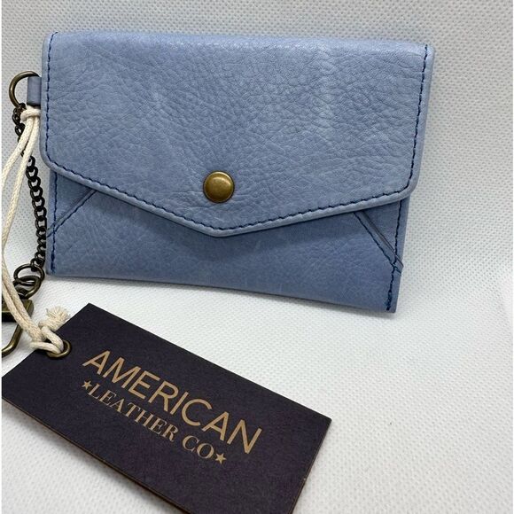 American Leather Co. Monica Coin Purse Blue Smooth NWT - Picture 3 of 9